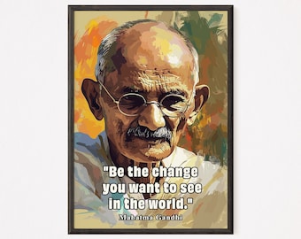 Mahatma Gandhi - The History Icons - Empowering poster, Klaslokalen kunst, Kunst aan de muur, Instant Download, Digitale Print, Home Decor, Tiener