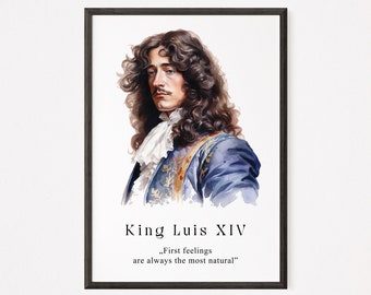 König Louis XIV Aquarell Portrait - Motivations-Geschichtsposter (Digitaler Download)