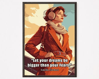 Amelia Earhart - The History Icons - Poster responsabilisant, art de la salle de classe, art mural, téléchargement immédiat, impression numérique, décoration d'intérieur, tige, femme