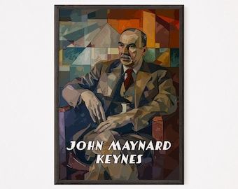 John Maynard Keynes Art Deco Portrait |  Iconic Economist |  Wall Art | Home Decor | Digital Download | History Poster | History Icon |