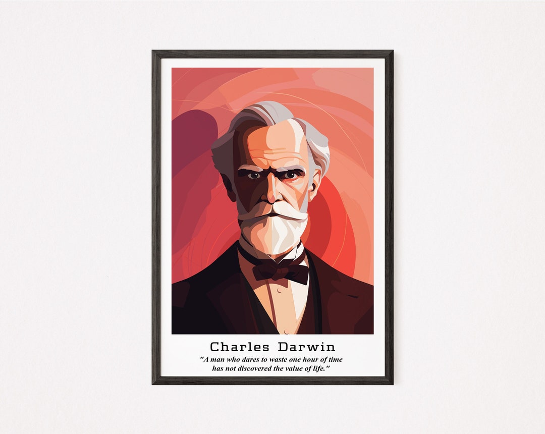 Charles Darwin Portrait Print – Inspirational Science Quote (digital ...