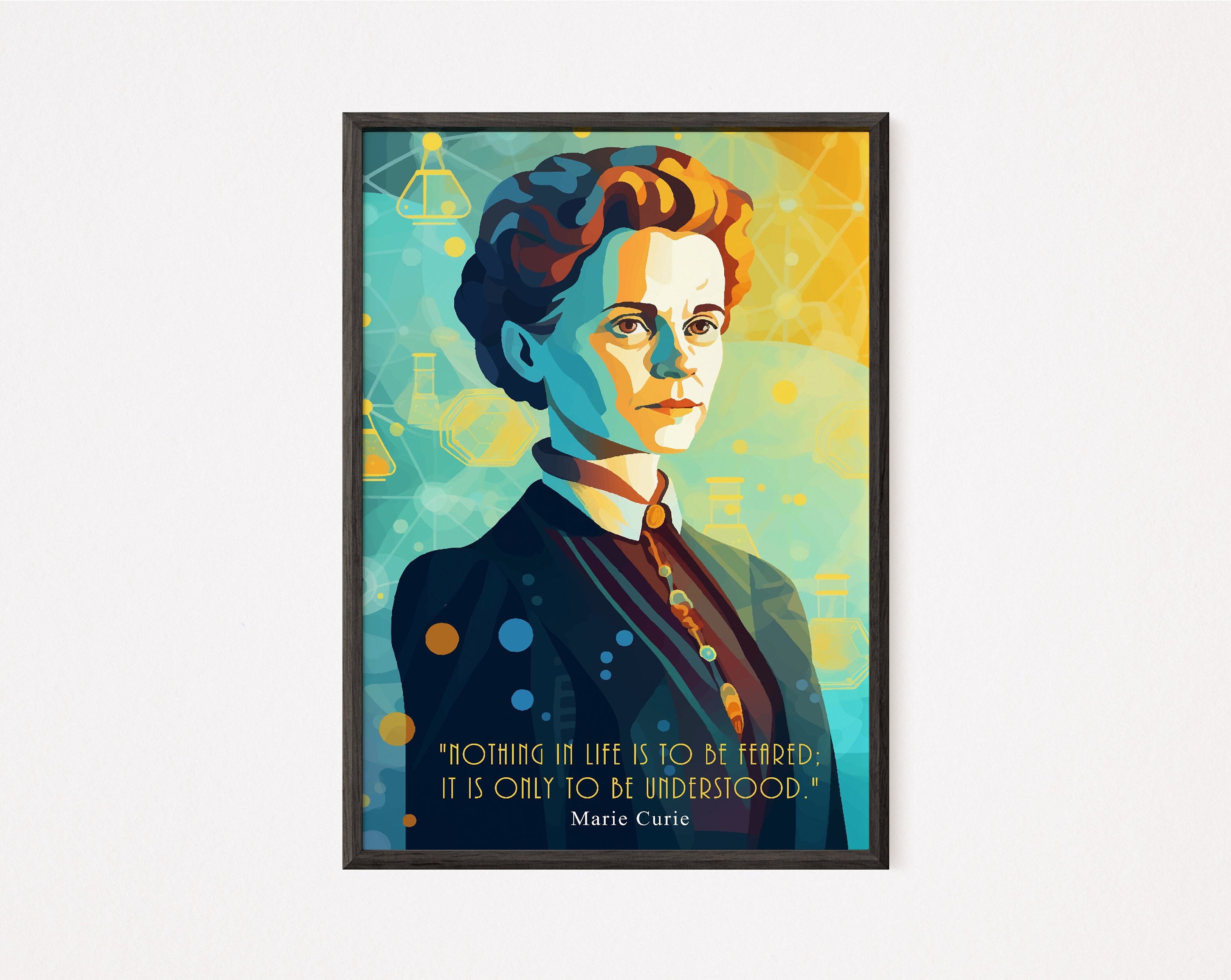Illustration of Marie Curie, Chemistry Gift, Home Decor, Fine Art Gallery, Download Printable Wall Art