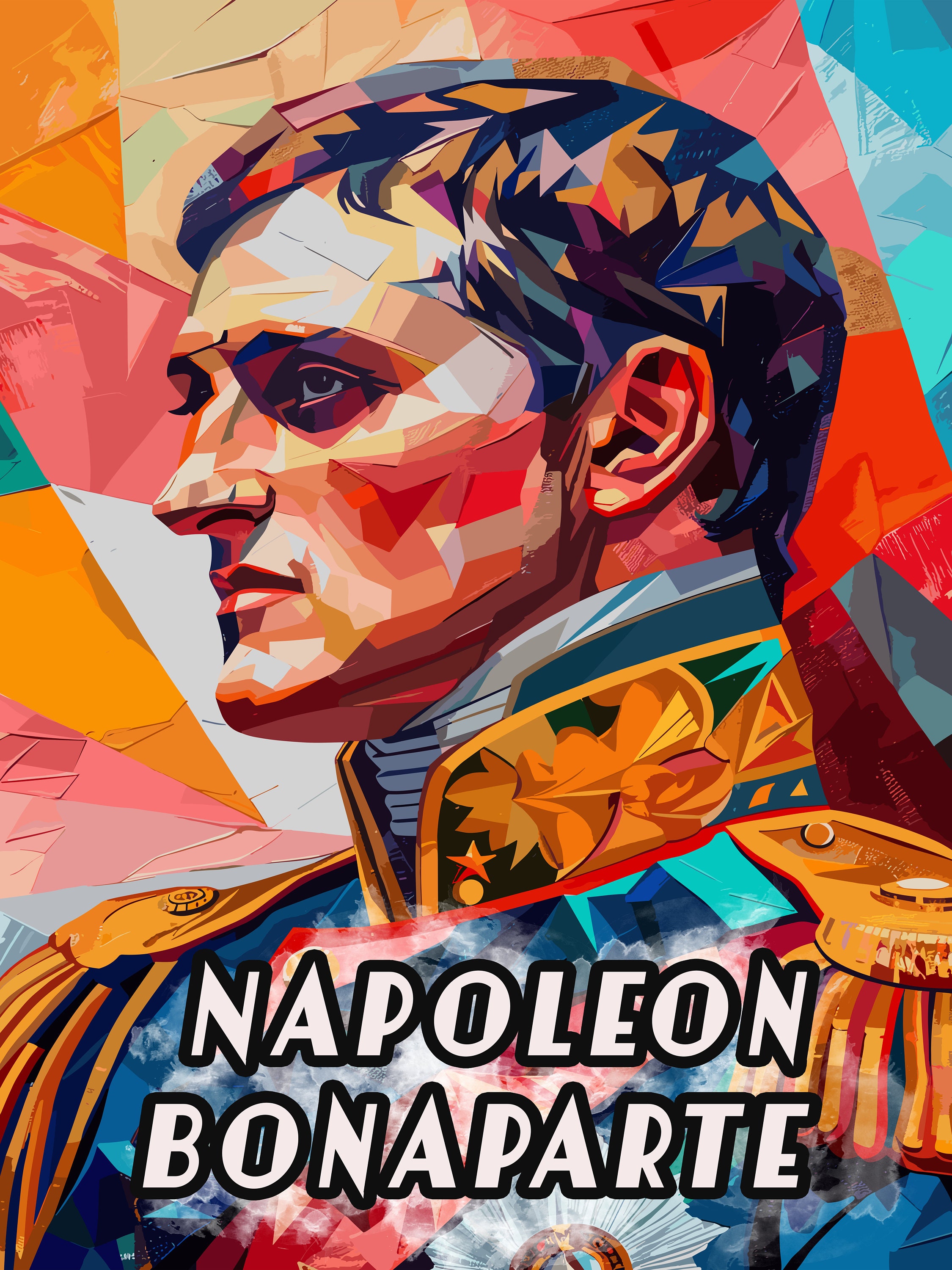 Napoleon Bonaparte Art Deco Portrait | Iconic Ruler | Wall Art | Home ...