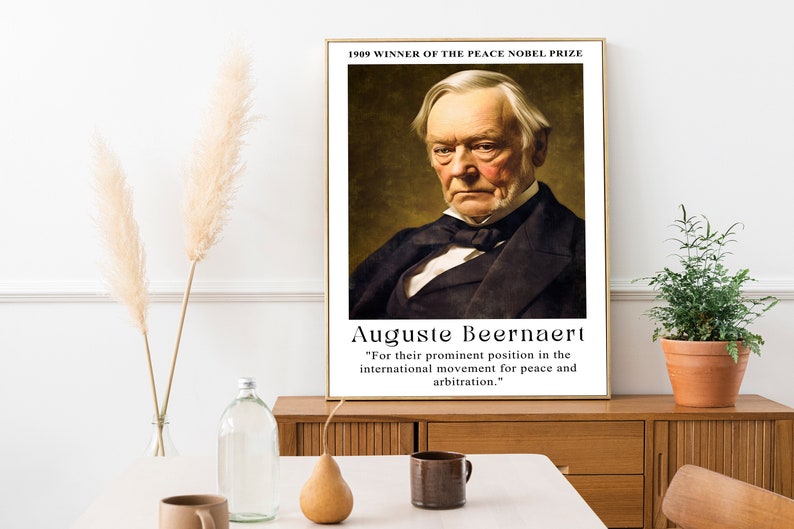 Beernaert: 1909 Nobel Peace Prize Digital Poster mockup 1, 12.12.2023