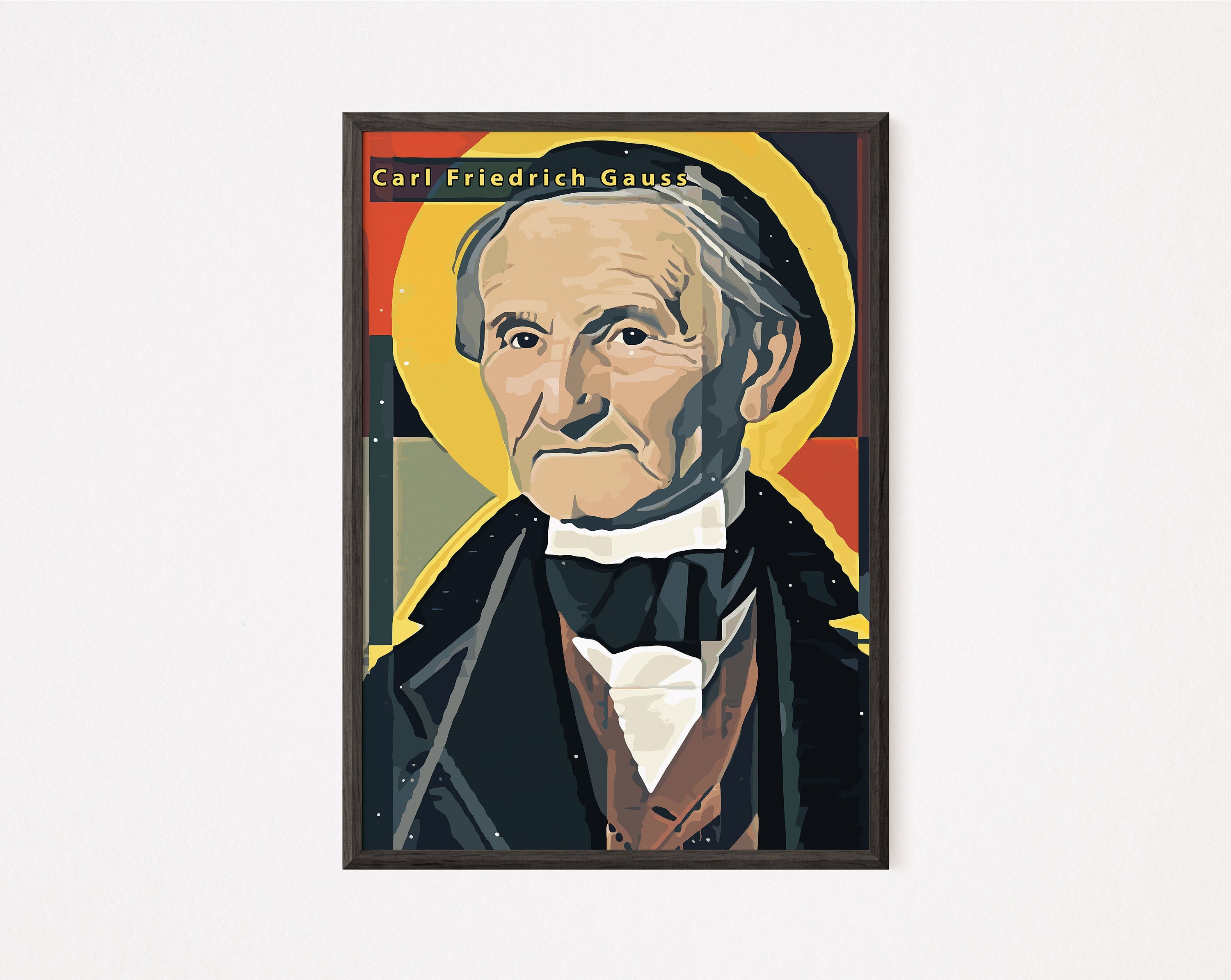 Carl Friedrich Gauss Art Deco Portrait |  German mathematician Icon | Art Deco Wall Art | Home Decor | Digital Download | Stem Poster |