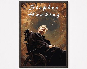 Stephen Hawking Vector Portrait Poster - Tribute to Physics Genius - Digital Download Art - Cosmology and Black Hole Illustration.