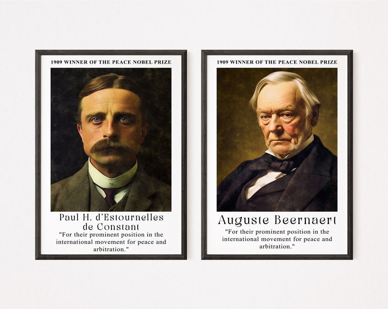 Beernaert & de Constant: 1909 Nobel Peace Prize Digital Poster mockup 1, 12.12.2023