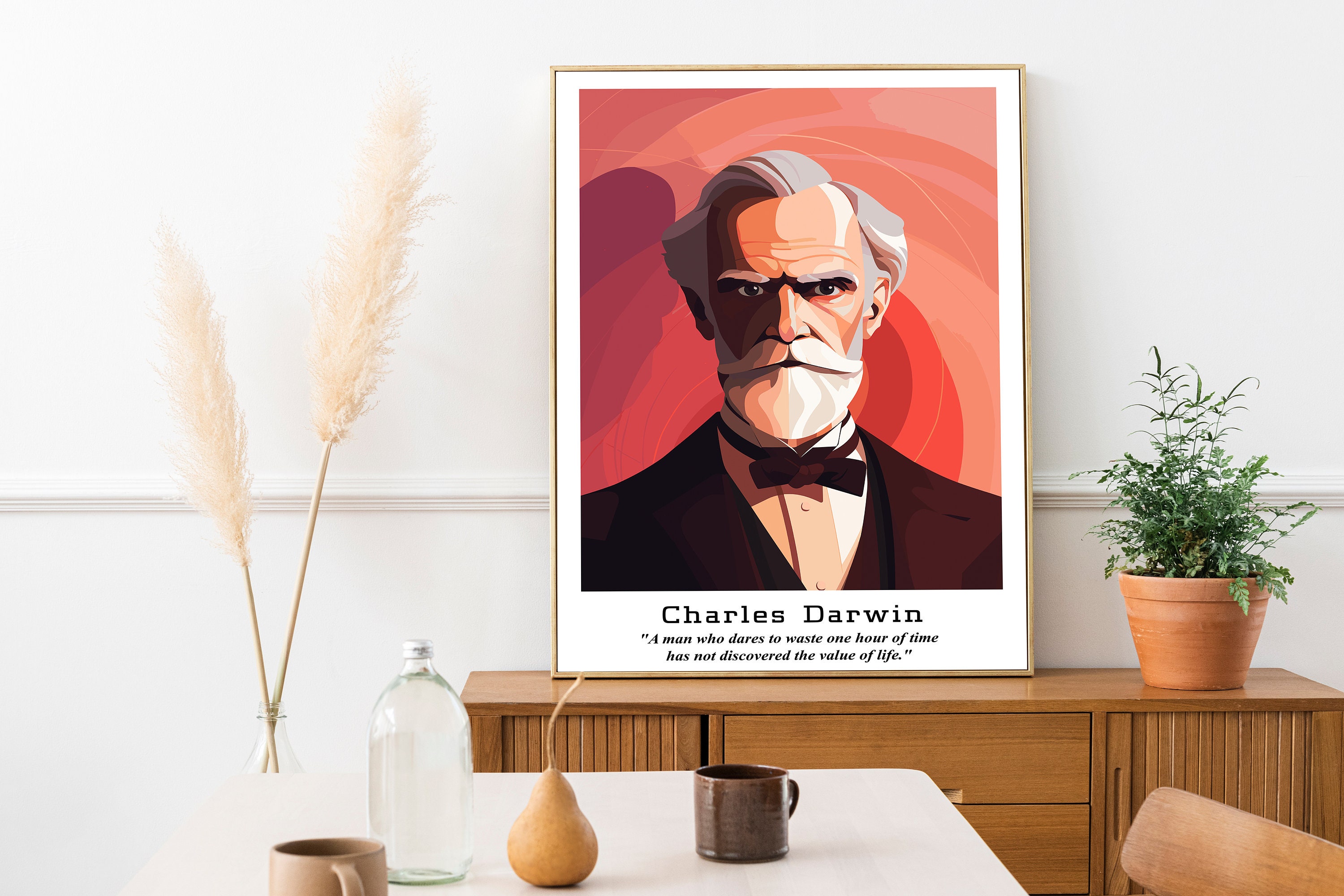 Charles Darwin Portrait Print – Inspirational Science Quote (digital ...