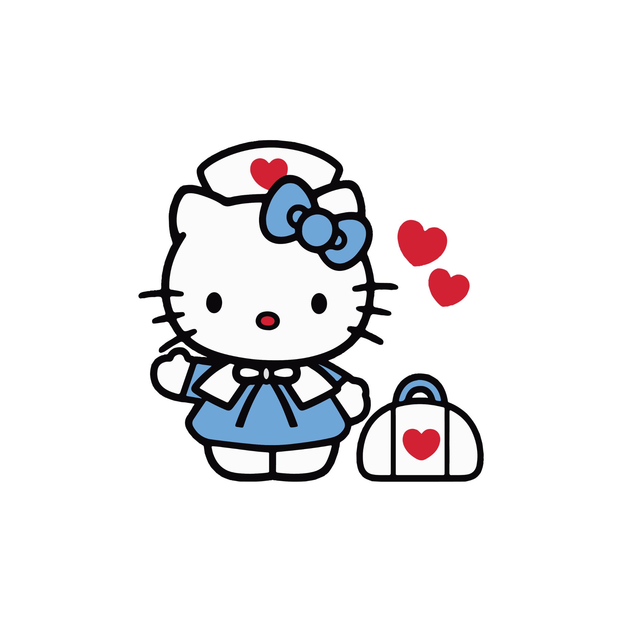 Kitty Hello Kawaii Nurse Doctor PA Machine Embroidery Design Etsy