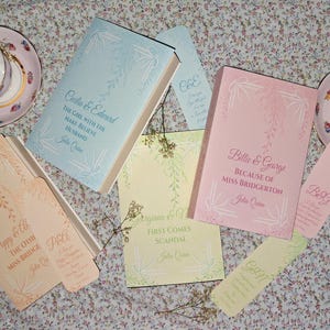 Bridgerton Paperback Dust Jacket and Bookmark Collection, Book cover, Book Dust cover set and Bookmark set. Queen Charlotte