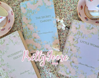 Custom Floral Book Dust Jacket Set: Personalized Paperback Covers
