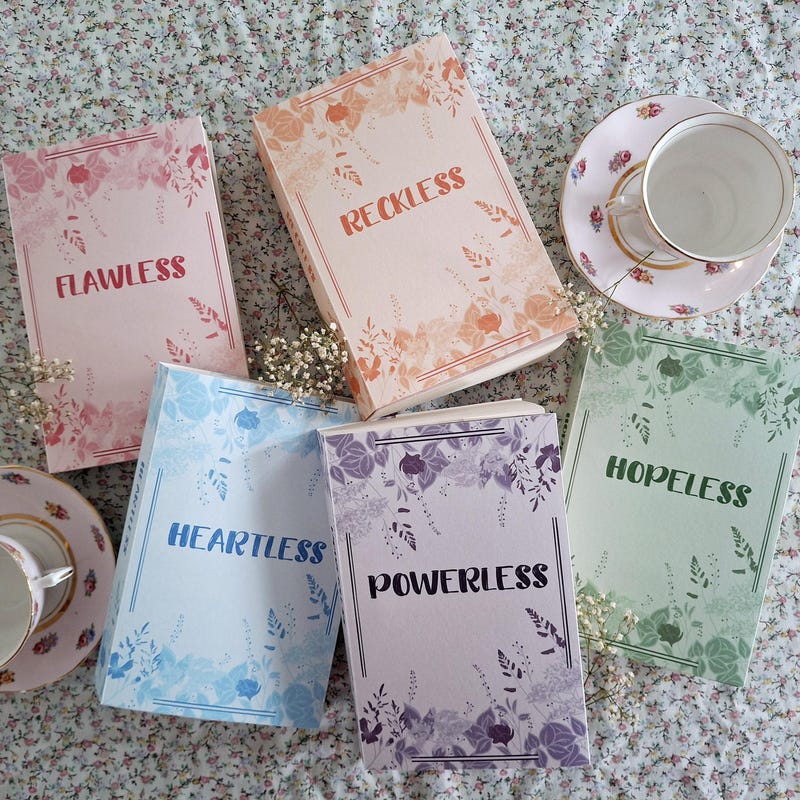 Cowboy Romance Paperback Dust Jacket, Book cover, set of 5 covers from the collection. Pretty Books. Pastel Books. Protective book cover.