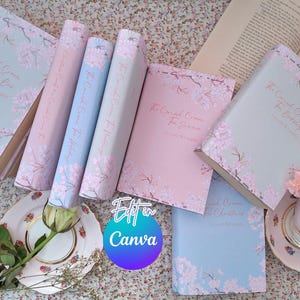Printable Cherry Blossom Digital Download Decorative paperback Book Dust Jacket set. Printable. 10  Colours