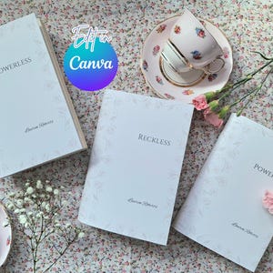 Printable Simple Elegant Floral Digital Download Decorative paperback Book Dust Jacket Cover. Printable. 1 Colour. Ivory.