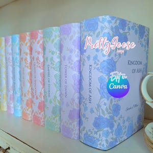 Digital Download Stunning Elaborate Rose Book Dust Jacket sleeve set. Paperback. Editable in Canva Printable. 8 Colours. Floral covers.