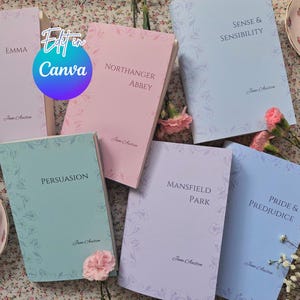 Printable Simple Elegant Floral Digital Download Decorative paperback Book Dust Jacket set. Printable. 6 Colours