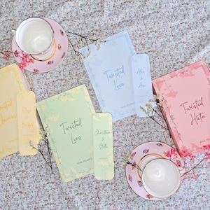 May include: Five pastel-colored books with matching bookmarks. The books are titled "Twisted Games", "Twisted Lies", "Twisted Love", "Twisted Hate", and "Twisted Jules".