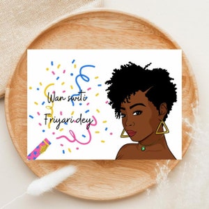 verjaardagskaart in het Surinaams, verjaardagskaart voor vrouw, Surinaamse vouw, verjaardagscadeau vrouw, verjaardagscadeau vriendin