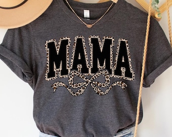 Leopard Print Mama T-Shirt, Mom Life Tee