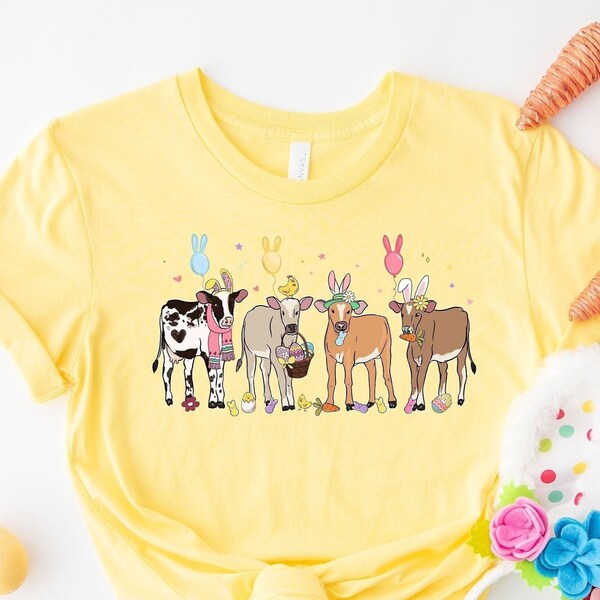 Cow Easter Shirt, Cow Lover Gift, Easter Cow Sweatshirt, Kids Easter Shirt, Farm Easter Shirt, Happy Easter Shirt, Easter Bunnies T-shirt