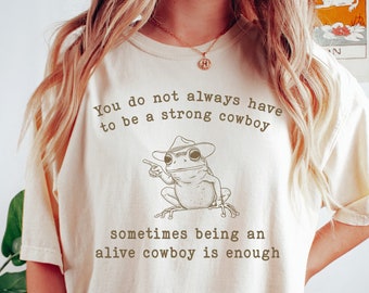 Camiseta divertida con estampado de rana vaquera: Camiseta estilo western con memes
