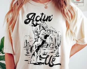 Retro Cowgirl Graphic Tee: Trendy Western Shirt