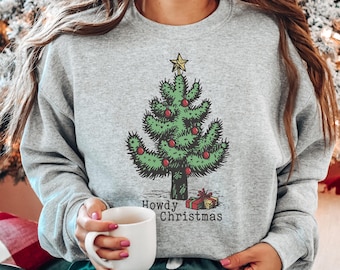 Howdy Christmas Sweatshirt: Western Cowgirl Country Xmas Tee