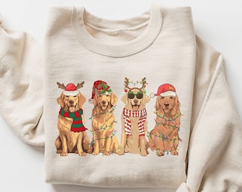 Golden Retriever Christmas Sweatshirt, Dog Christmas Shirt, Golden Mom Tshirt, Gift for Dog Lover, Holiday Sweater, New Year Shirt, Xmas Tee