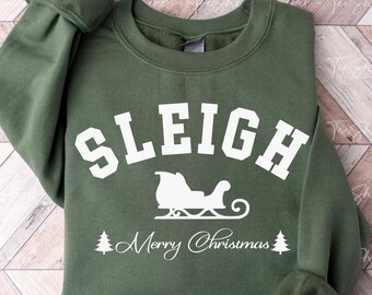 Sleigh Christmas Sweatshirt, Retro Winter Crewneck