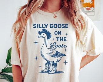 Funny Goose T-Shirt: Western Cowgirl Graphic Tee