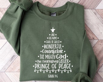 Bible Verse Christmas Tree Sweatshirt, Religious Holiday Sweater