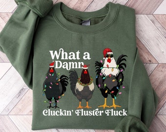 Christmas Chicken Sweatshirt, Funny Christmas Shirt, Chicken Lover Gift, Chicken Holiday Shirts, Womens Holiday Sweaters, Christmas Crewneck