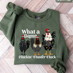 Christmas Chicken Sweatshirt, Funny Christmas Shirt, Chicken Lover Gift, Chicken Holiday Shirts, Womens Holiday Sweaters, Christmas Crewneck