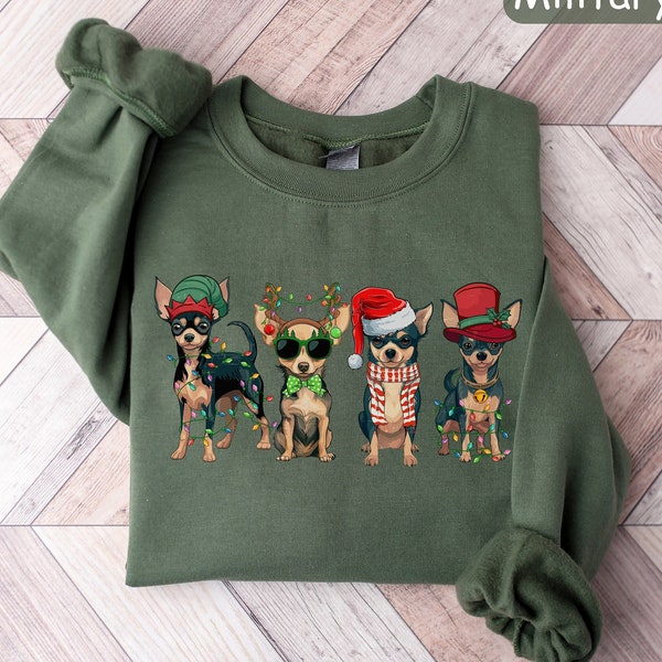 Chihuahua Christmas Sweatshirt, Dog Lover Gift, Holiday Sweaters, Chihuahua Christmas Shirt, Christmas Crewneck, Dog Mom Shirt, Xmas Shirt