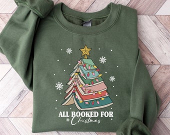 Christmas Book Tree Shirt, Christmas Gift For Teacher, School Christmas Shirt, Book Lovers Christmas Gift, Holiday Sweaters, New Year Shirt