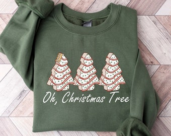 Oh Christmas Tree Sweatshirt, Christmas Cake Sweatshirt, Merry And Bright Christmas Tree Sweatshirt, Womens Merry Christmas Shirts, Xmas Tee