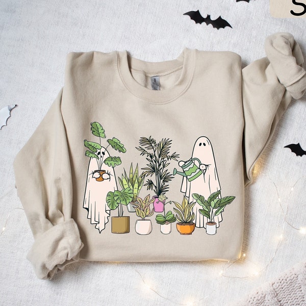 Ghost Plant Sweatshirt, Halloween Plant Lady Shirt, Plant Lover Gift, Ghost Crewneck Sweatshirt, Spooky Gardener Shirt, Cute Ghost Sweater