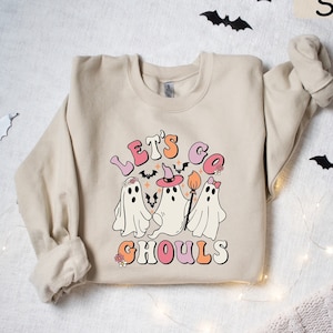 Lets Go Ghouls Sweatshirt, Halloween Sweatshirt, Ghost Halloween Sweatshirt, Funny Ghost Sweater, Retro Halloween Sweater Funny, Halloween