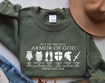 Put On The Full Armor of God Sweatshirt, Christian Gifts, Christian Shirts, Religious Gifts For Women, Bible Verse Shirt, Ephesians Shirt