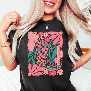 Floral Cowgirl Boots Graphic T-Shirt