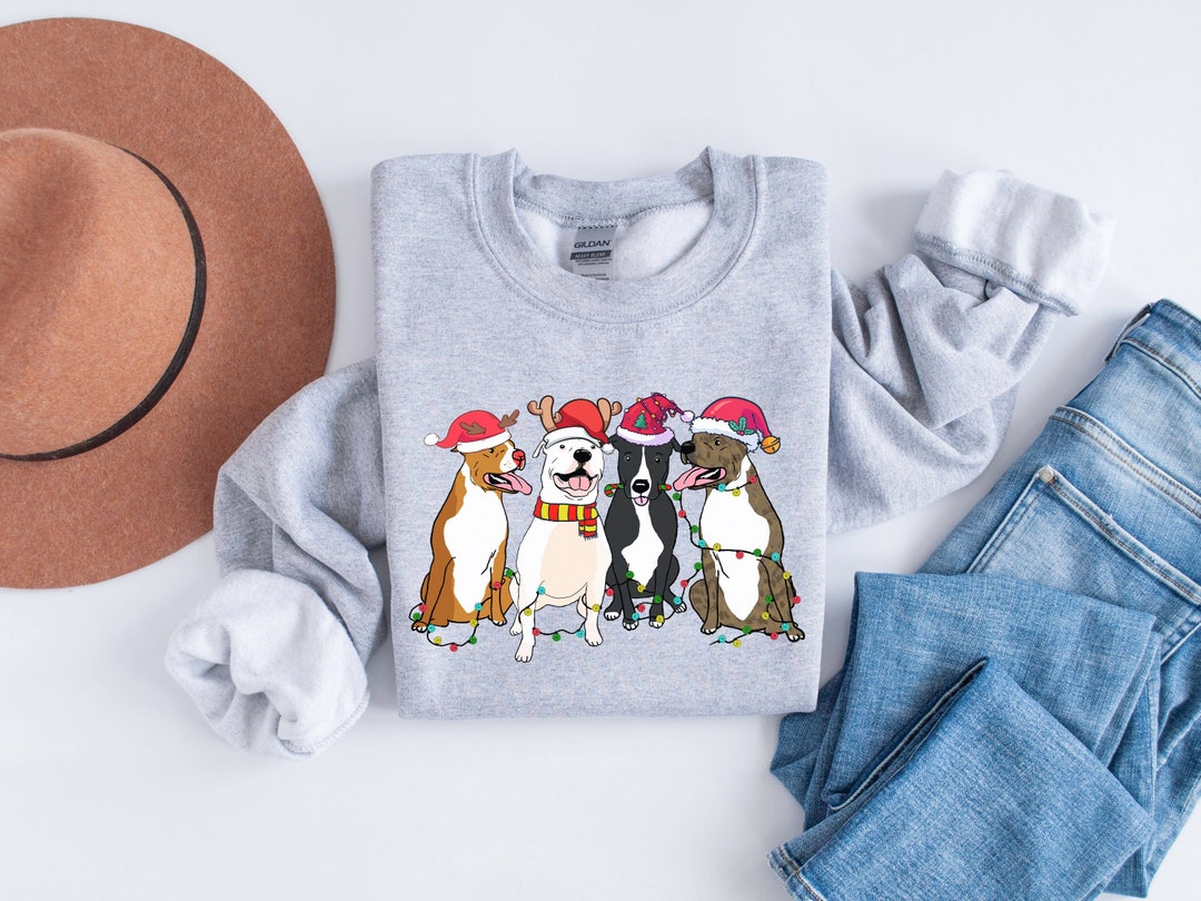 Christmas Dog Sweatshirt, Pitbull Terrier Shirt, Dog Lover Gift, Dog