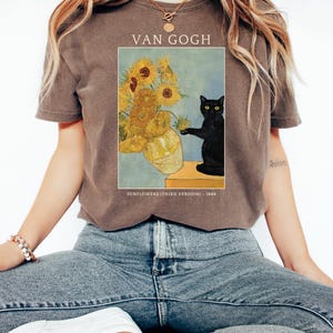 Comfort Colors® Funny Black Cat Shirt, Van Gogh Cat Shirt, Sarcastic Tshirt, Black Cat Tshirt, Womens Trendy Shirt, Cat Lover Gift, Boho Tee image 3