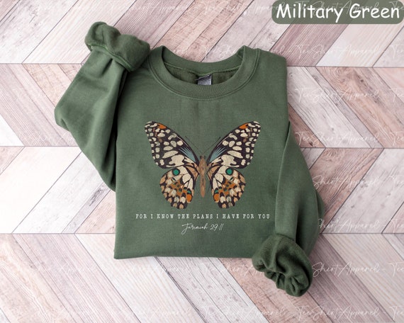 Religious Sweatshirt: Butterfly Christian Bible Verse Sweater