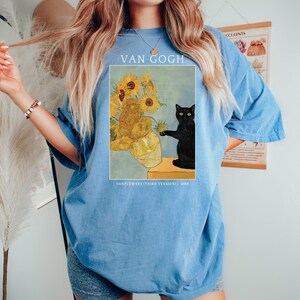 Comfort Colors® Funny Black Cat Shirt, Van Gogh Cat Shirt, Sarcastic Tshirt, Black Cat Tshirt, Womens Trendy Shirt, Cat Lover Gift, Boho Tee image 5