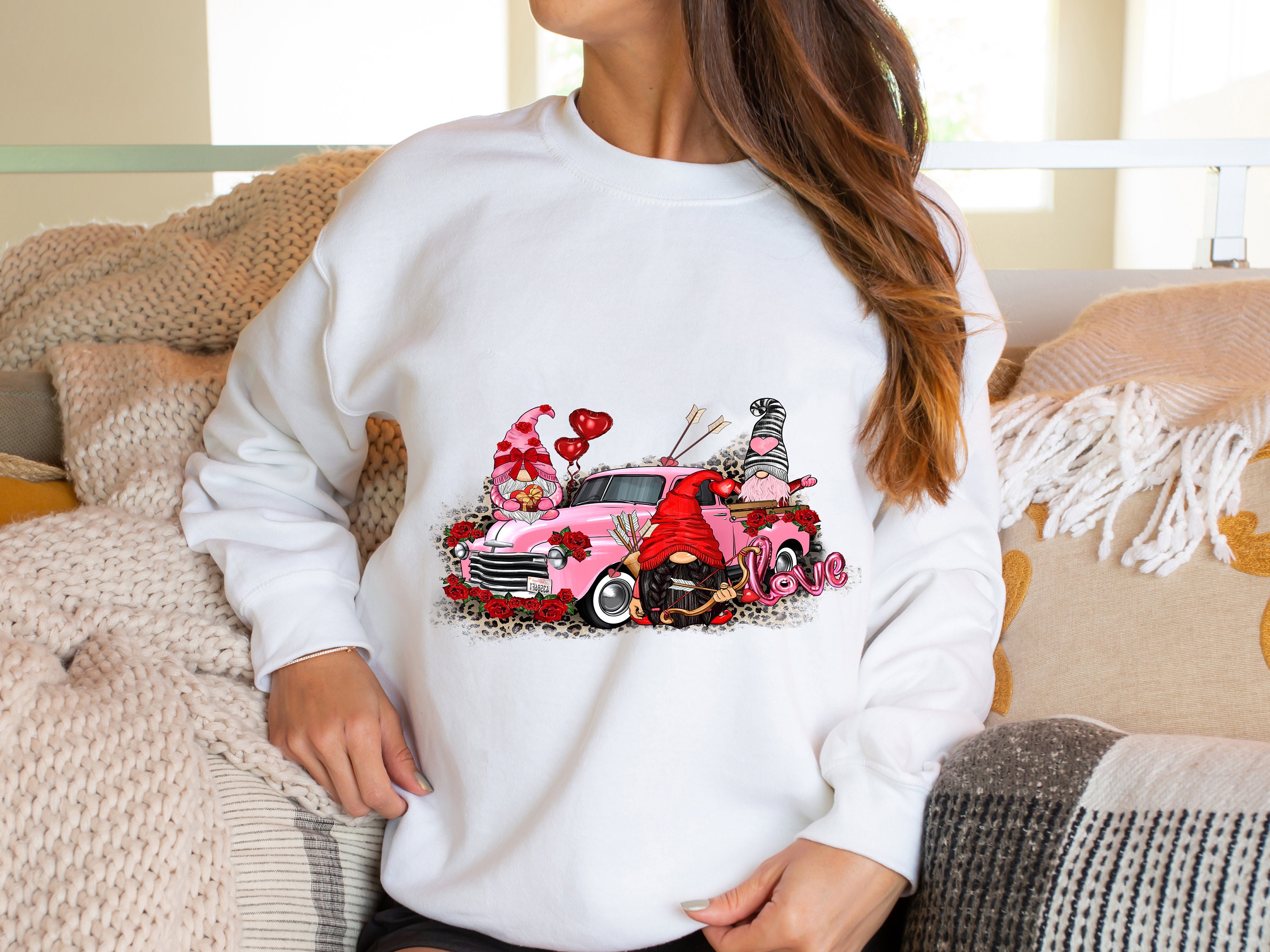 Discover Valentines Gnome Sweatshirt,Leopard Love Heart Sweatshirt