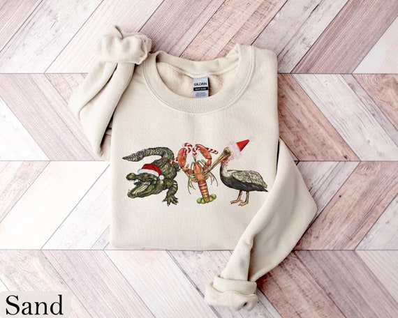 Christmas Alligator Pelican Crawfish Sweatshirt, Holiday Animal Lover Tee