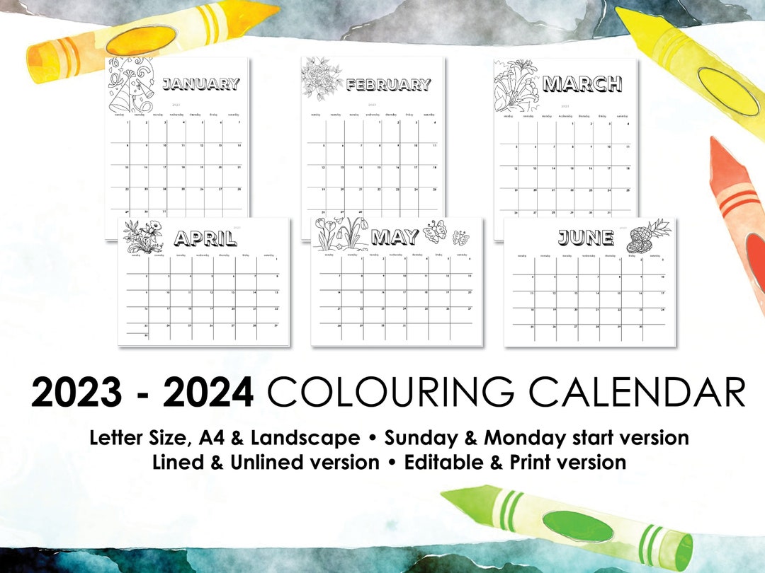 2025 2025 Colouring Calendar Bundle Kids Printable Etsy UK