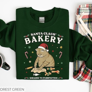 Ugly Christmas Cat Sweater, Santa Claus Bakery, Funny Xmas Gift, Cat Owner Gift, Cat Sweatshirt, Cat Mom, Cat Dad, Cat Gifts, Christmas Gift