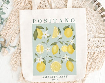 Lemon Tote Bag, Shopping Bag, Cottagecore Tote Bag For Women, EcoFriendly Bag, Vintage Tote Bag, Aesthetic Tote Bag, Positano Italy Tote Bag