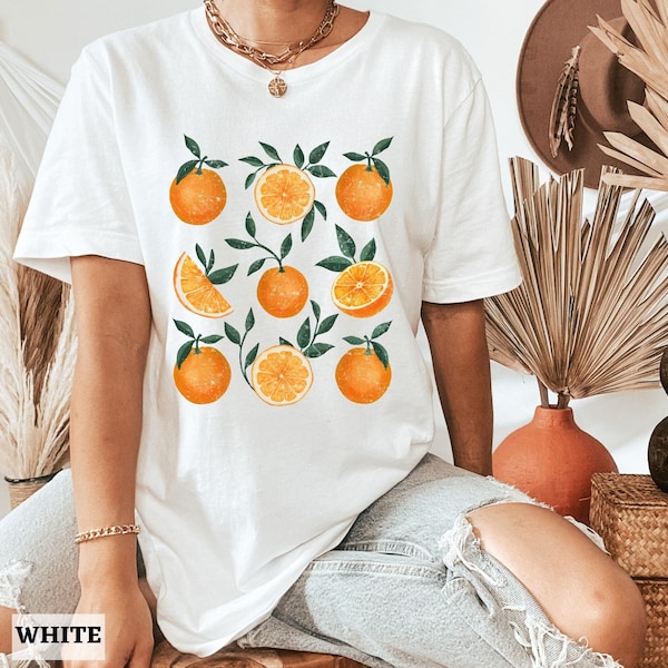 Vintage Oranges Shirt, Orange Pattern Tee, Aesthetic Clothes, Fruit Shirt, Cottagecore Clothing, Garden Shirt, Farmers Market Tee, Fruit Tee